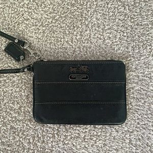 Coach black leather wristlet